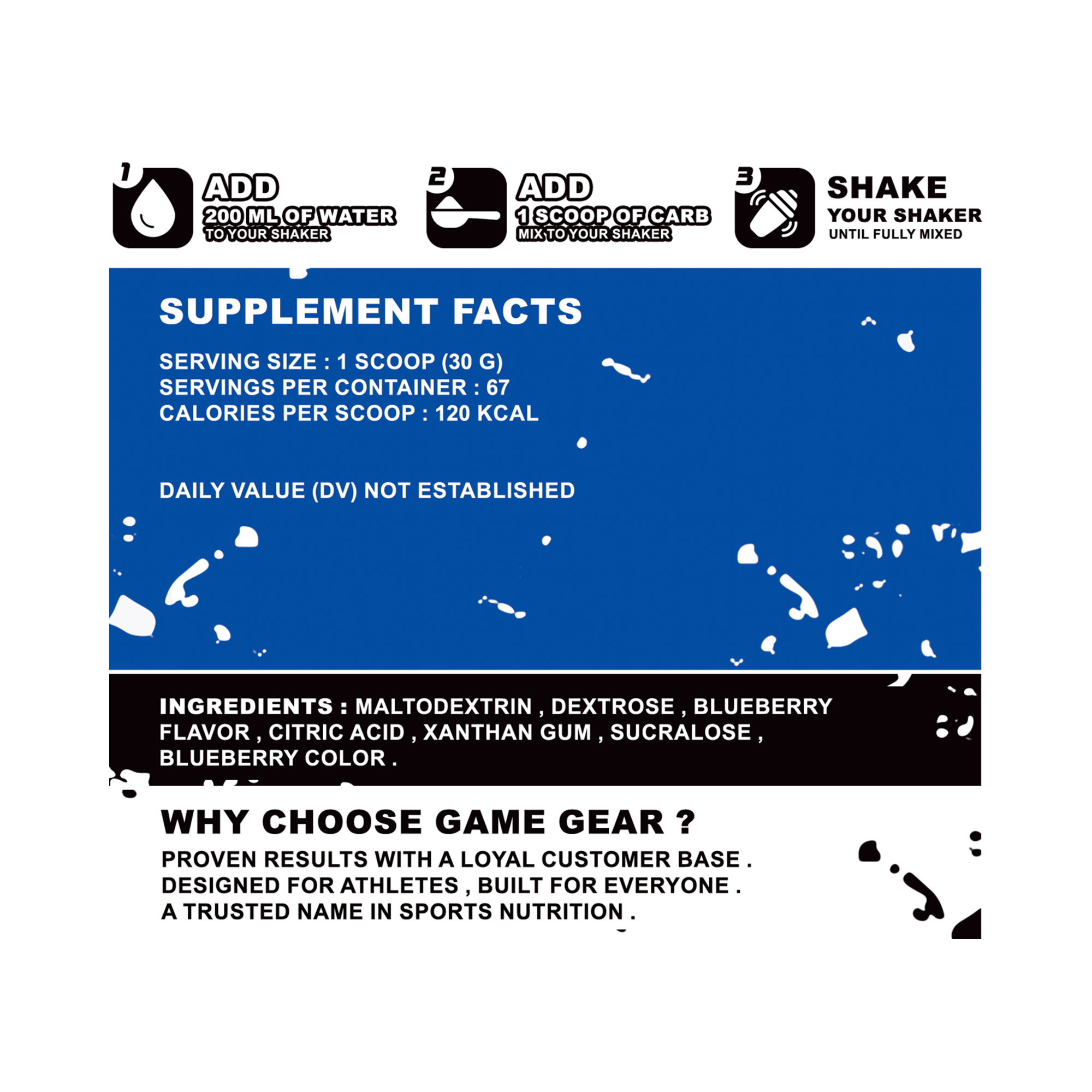 Carb Mix - Blueberry - 67 Servings - Game Gear nutrition
