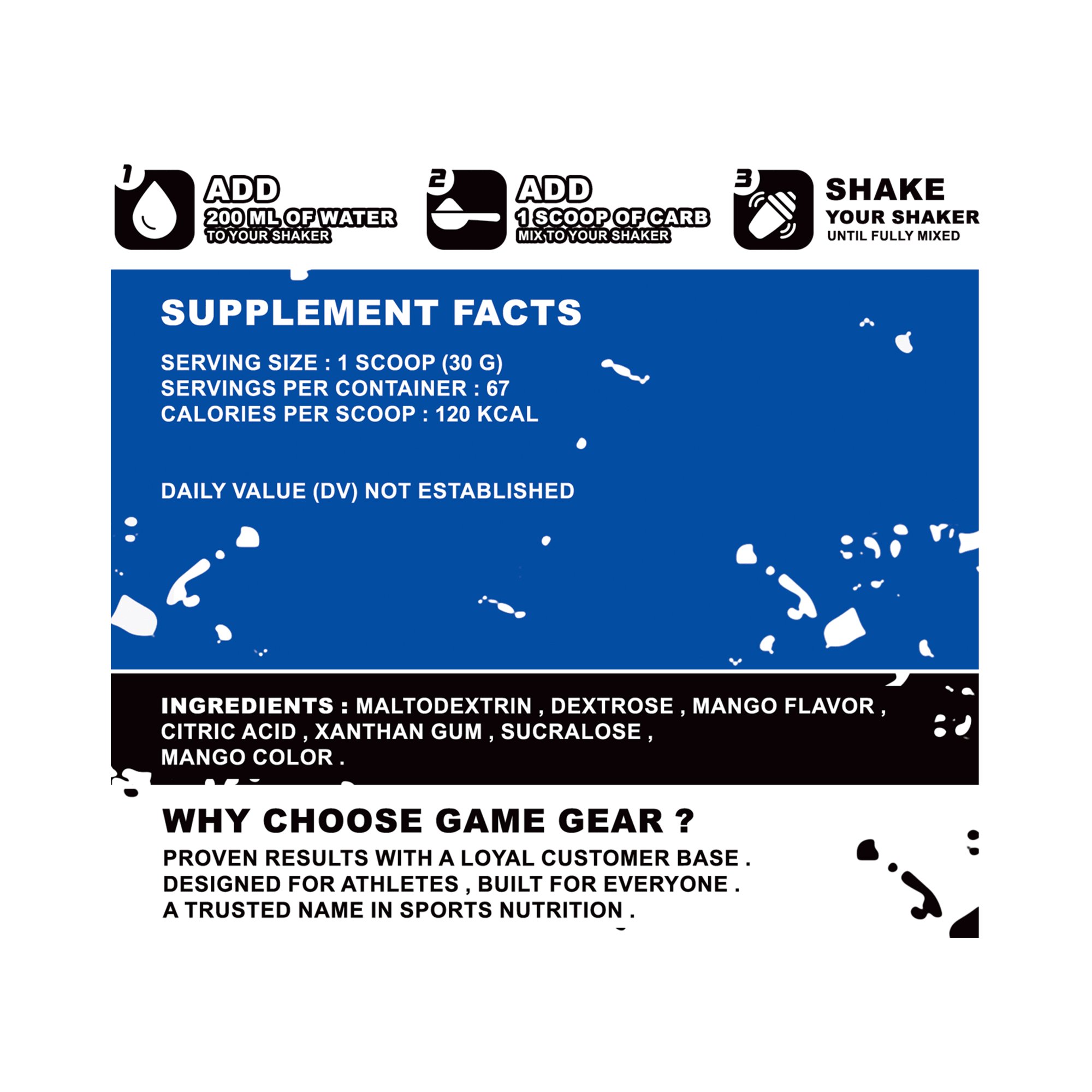 Carb Mix - Mango - 67 Servings - Game Gear nutrition