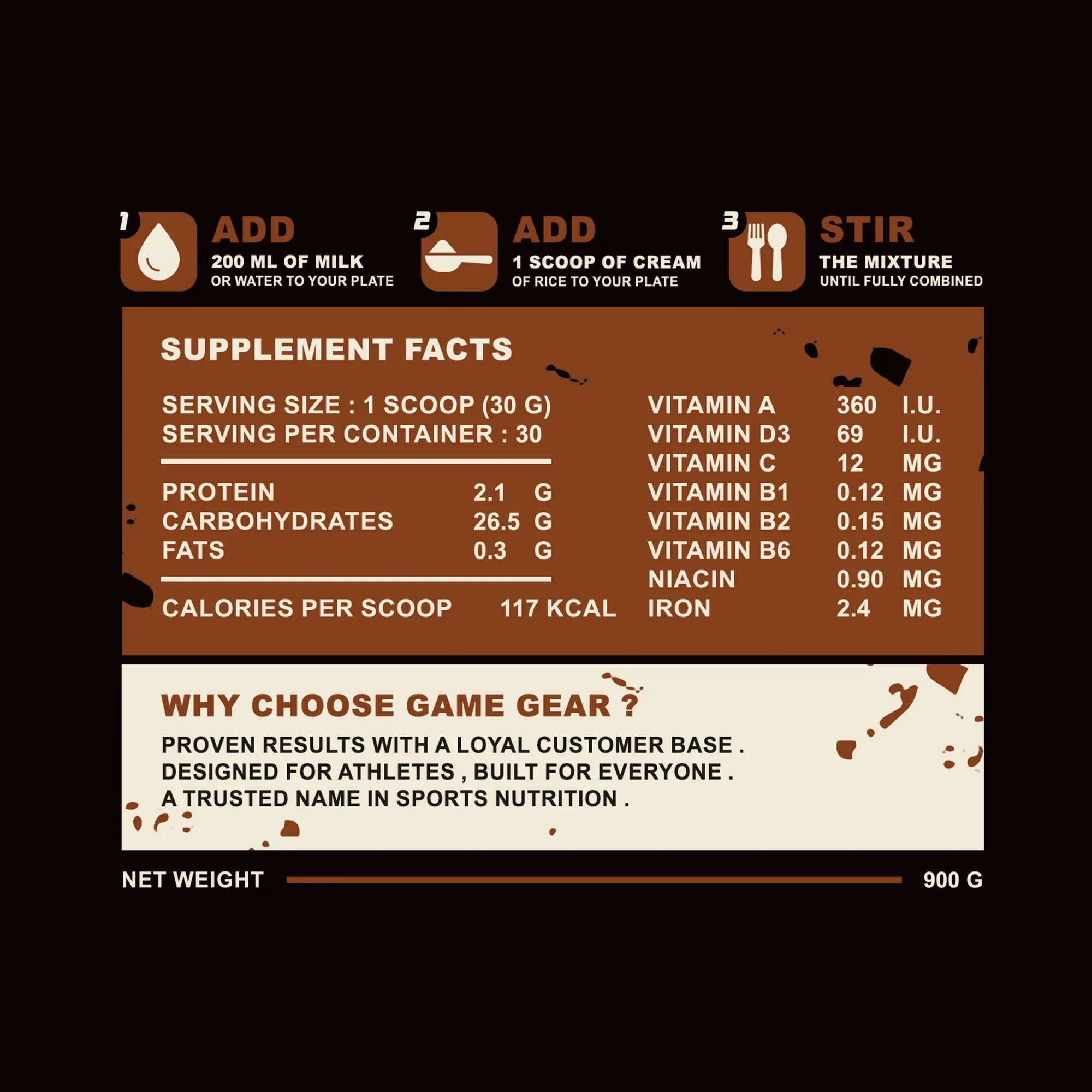 Cream of Rice – Chocolate – 30 Servings - Game Gear nutrition