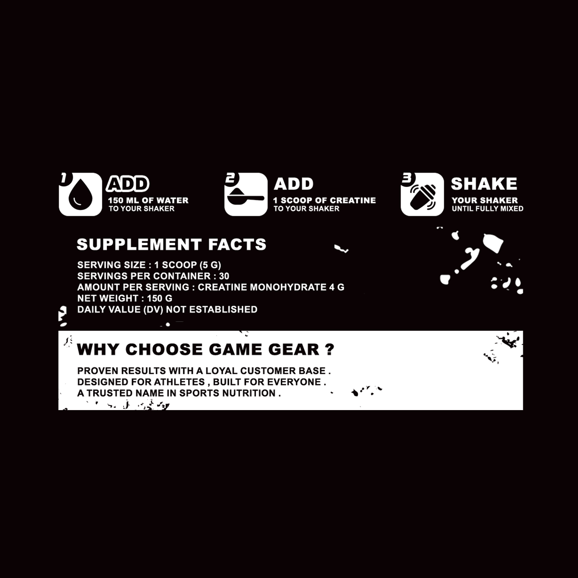 Creatine Monohydrate - Tiger’s Blood - 30 Servings - Game Gear nutrition
