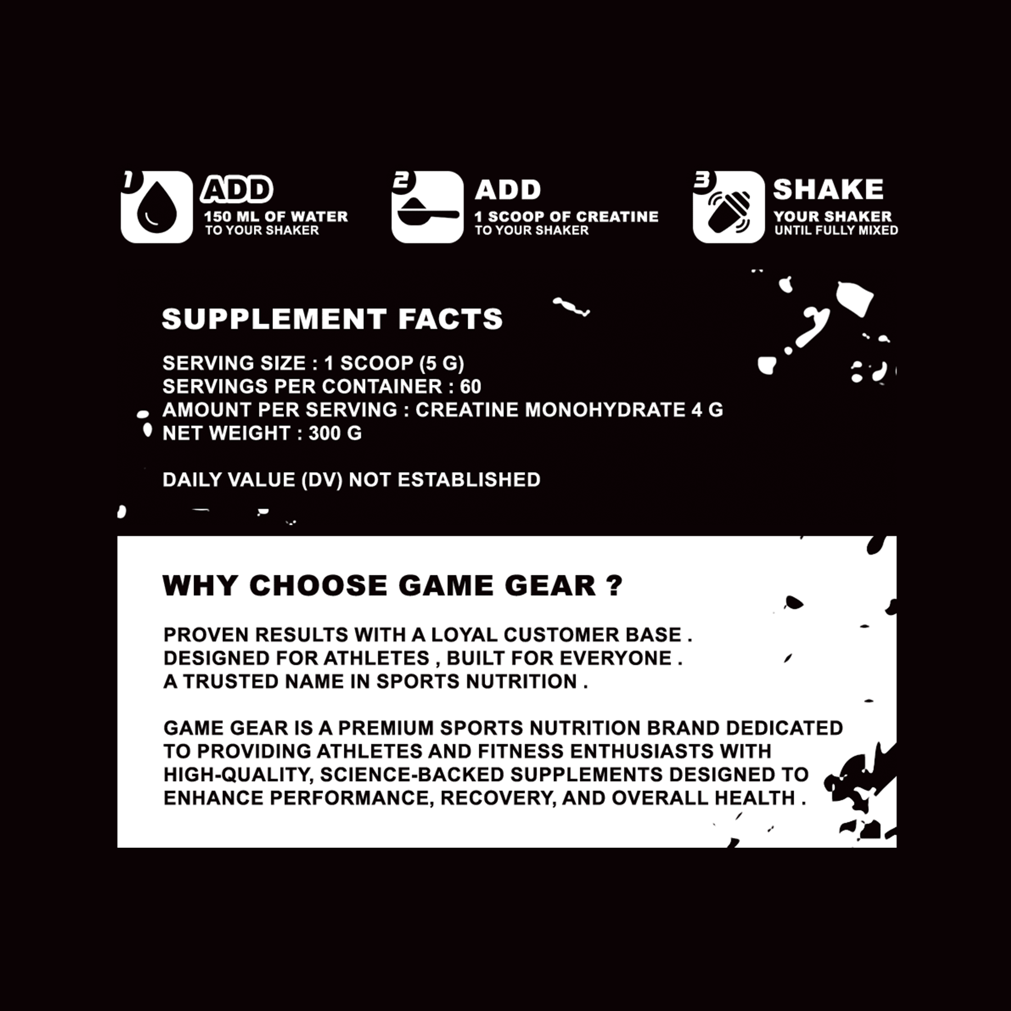 Creatine Monohydrate - Tiger’s Blood - 60 Servings - Game Gear nutrition