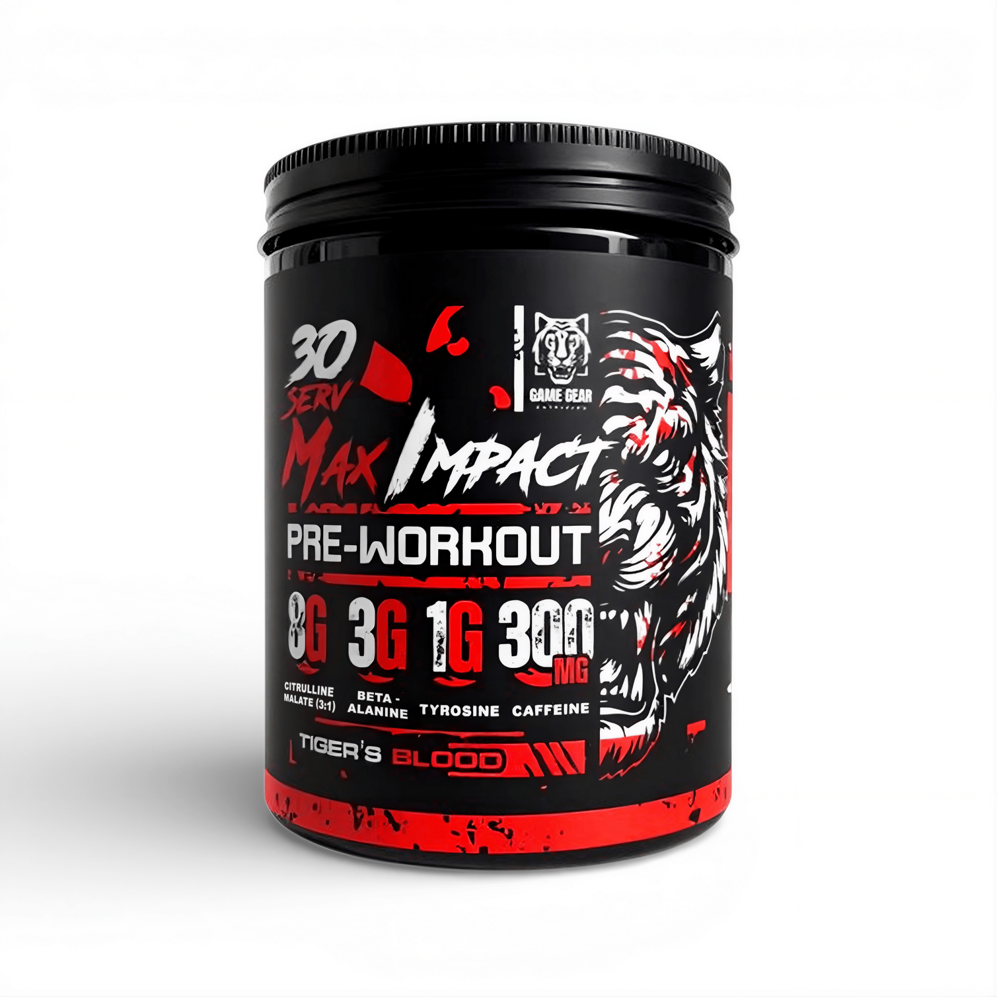 MAX IMPACT PreWorkout–Tiger’s Blood–30 Servings - Game Gear nutrition