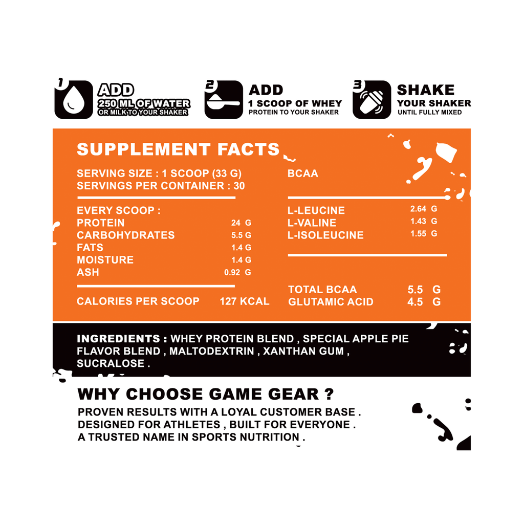 GAME GEAR Whey Protein Apple Pie 30 Servings | Protein – Game Gear ...