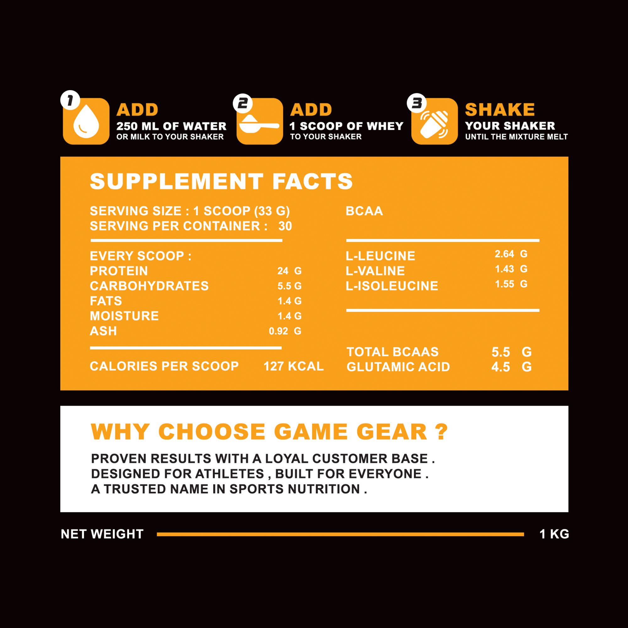 Whey Protein - Banana - 30 Servings - Game Gear nutrition